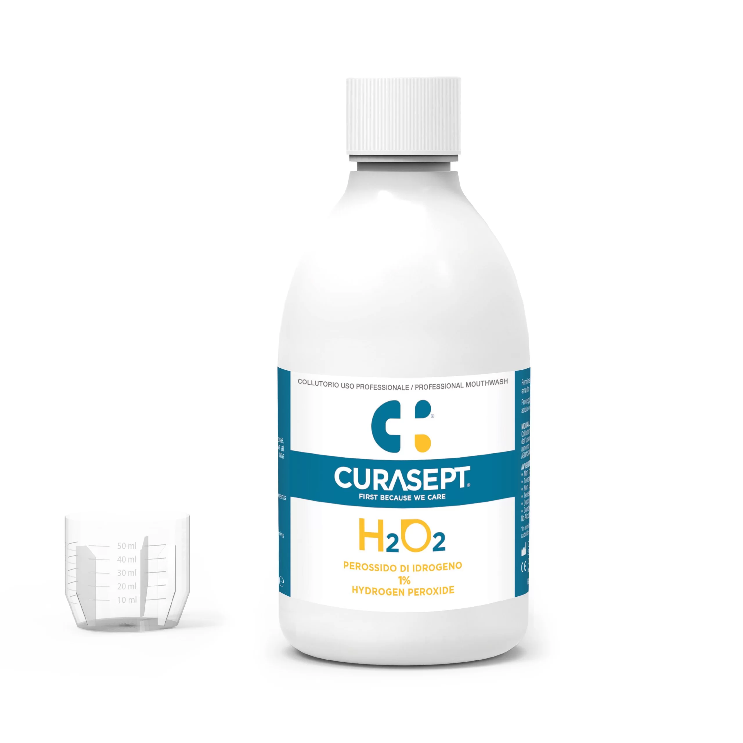 H202 burnos skalavimo skystis su 1% vandenilio peroksido, papildytas fitino rūgštimi