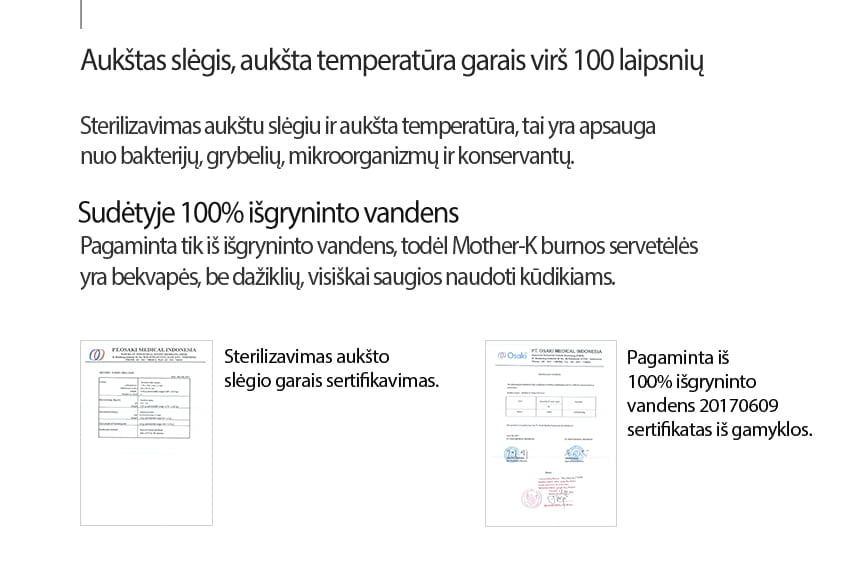 Mother-K sterilizuotos dantų ir dantenų servetėlės