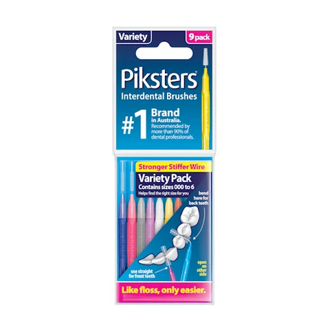 PIKSTERS 9 skirtingų dydžių tarpdančių šepetėlių rinkinys