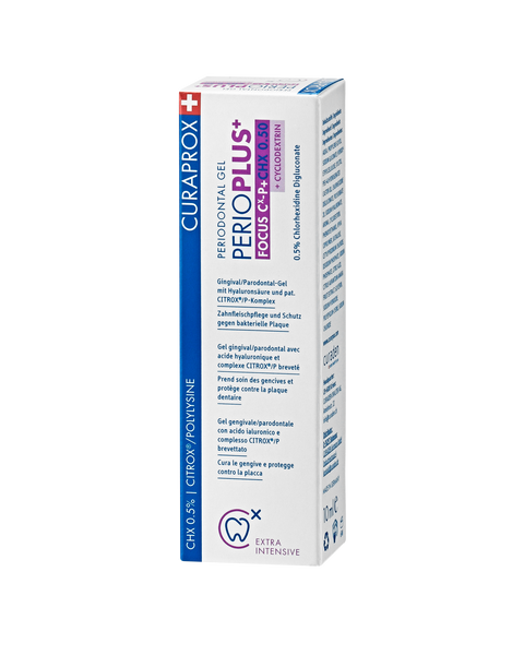 CURAPROX antibakteriāls mutes dobuma gels ar 0,5 % hlorheksidīna PERIO PLUS+ FOCUS