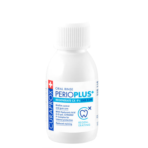 CURAPROX PERIOPLUS+ REGENERATE antibakteriāls mutes skalojamais līdzeklis ar 0,09 % hlorheksidīna, 200 ml