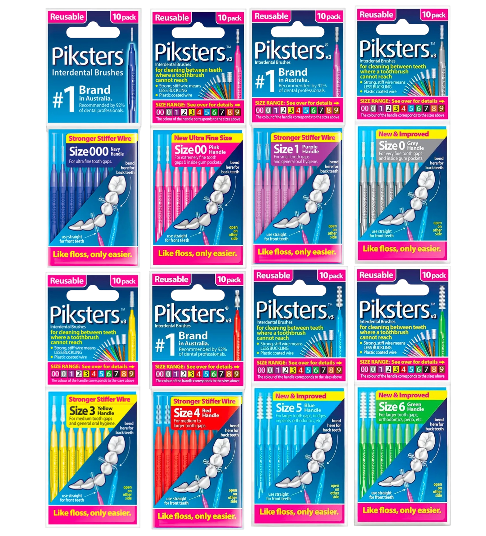 PIKSTERS tarpdančių šepetėliai, 10 vnt.