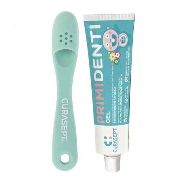 Raminamojo gelio ir masažuojančio šepetėlio rinkinys, CURASEPT Primi Denti