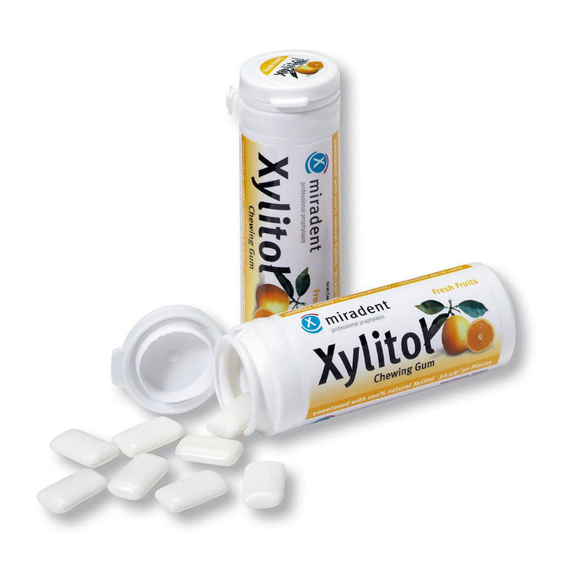 Miradent Xylitol kramtomoji guma HAGER&WERKEN, vaisių skonio, 30 vnt